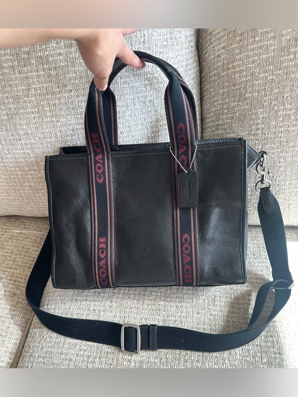 Coach Black Leather Smith Tote / Satchel - Picture 2 of 8